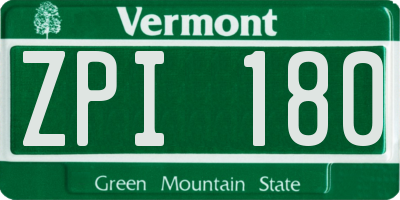 VT license plate ZPI180