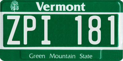 VT license plate ZPI181