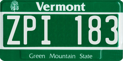VT license plate ZPI183