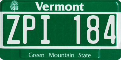 VT license plate ZPI184