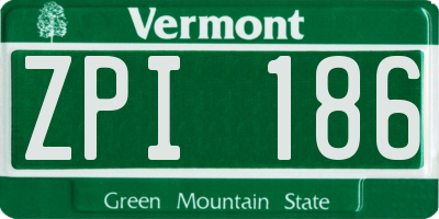 VT license plate ZPI186