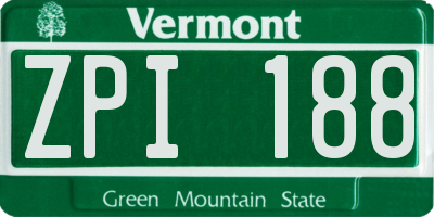 VT license plate ZPI188