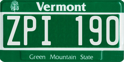 VT license plate ZPI190
