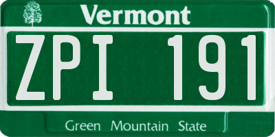 VT license plate ZPI191