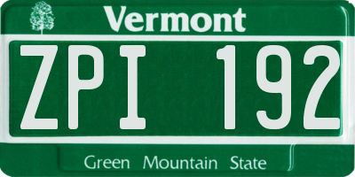 VT license plate ZPI192