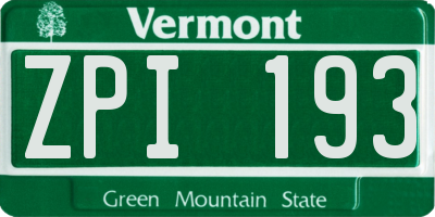 VT license plate ZPI193
