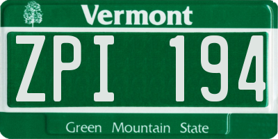 VT license plate ZPI194