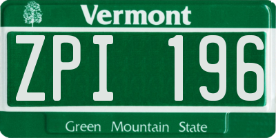 VT license plate ZPI196