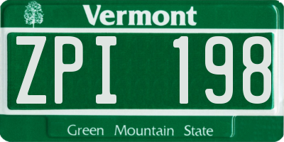 VT license plate ZPI198