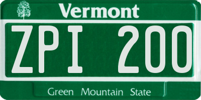 VT license plate ZPI200