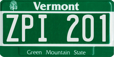 VT license plate ZPI201