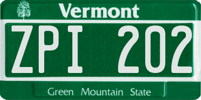 VT license plate ZPI202