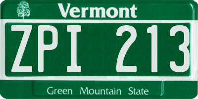 VT license plate ZPI213