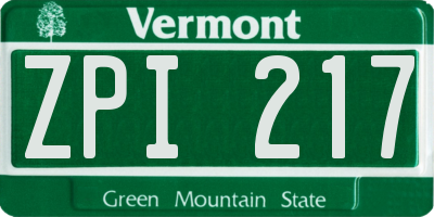 VT license plate ZPI217