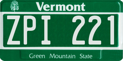 VT license plate ZPI221