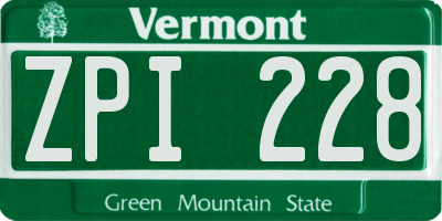 VT license plate ZPI228