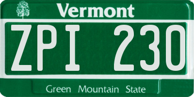 VT license plate ZPI230
