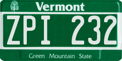 VT license plate ZPI232