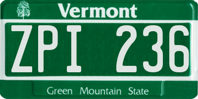 VT license plate ZPI236