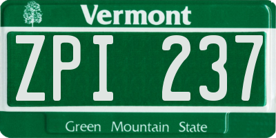 VT license plate ZPI237