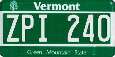VT license plate ZPI240