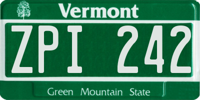 VT license plate ZPI242