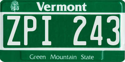 VT license plate ZPI243