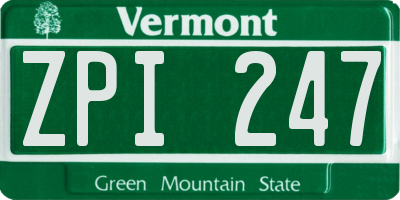 VT license plate ZPI247