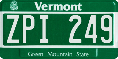 VT license plate ZPI249