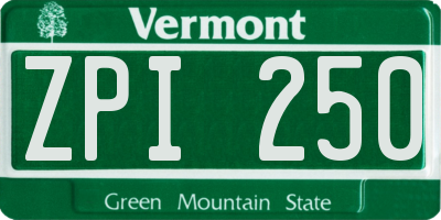 VT license plate ZPI250