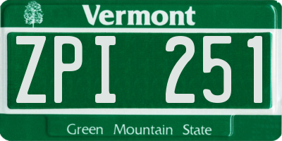 VT license plate ZPI251
