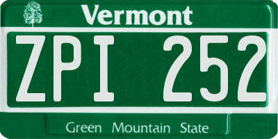 VT license plate ZPI252