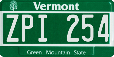 VT license plate ZPI254