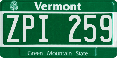 VT license plate ZPI259