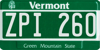VT license plate ZPI260