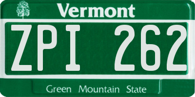VT license plate ZPI262