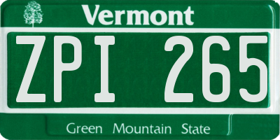 VT license plate ZPI265