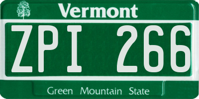VT license plate ZPI266
