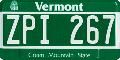 VT license plate ZPI267