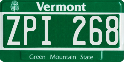 VT license plate ZPI268