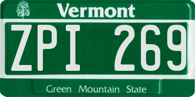 VT license plate ZPI269
