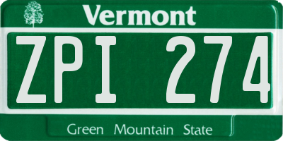 VT license plate ZPI274