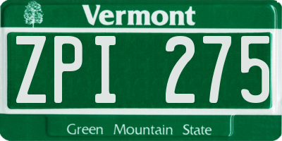 VT license plate ZPI275