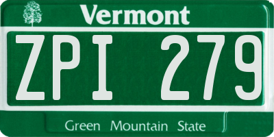 VT license plate ZPI279
