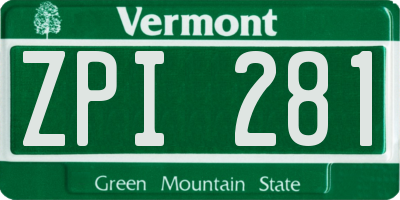 VT license plate ZPI281
