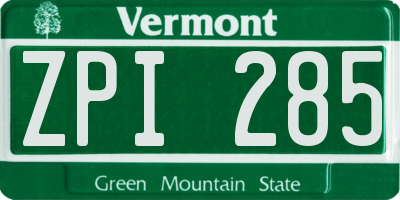 VT license plate ZPI285