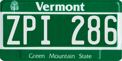 VT license plate ZPI286