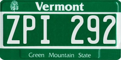 VT license plate ZPI292