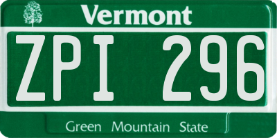 VT license plate ZPI296