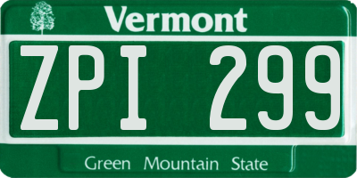 VT license plate ZPI299